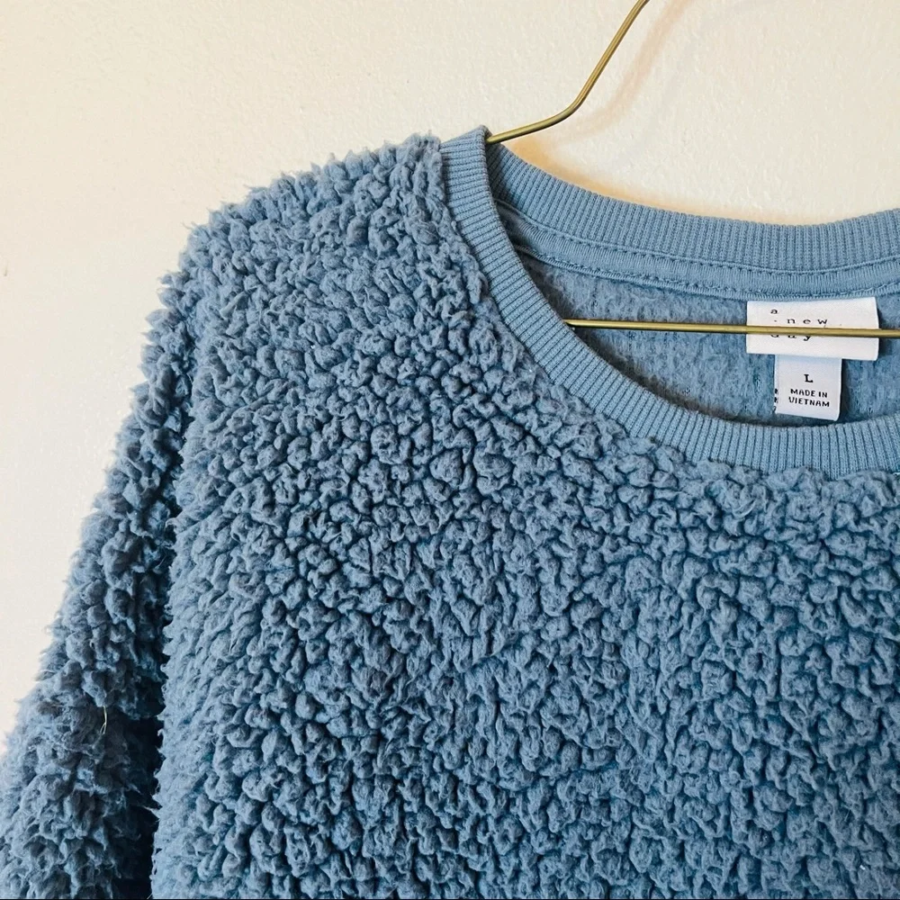 Slate Blue Sherpa Pullover - Picture 2 of 7